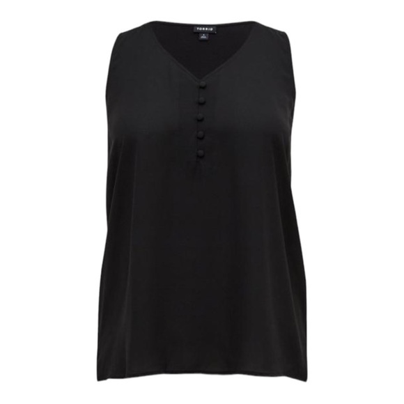 TORRID GEORGETTE KNIT BACK TANK BLACK SIZE 1 - Picture 1 of 3